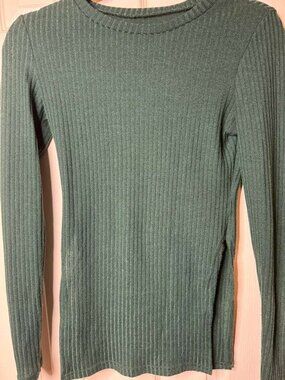 Dark Olive Green Oversized Blouse Side Slits S